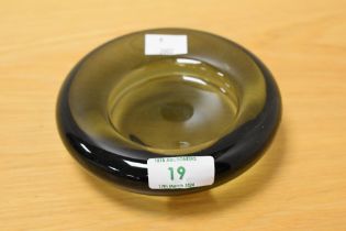 A mid-20th Century Danish smoked glass ashtray, Per Lutken (1916-1998, Danish), for Holmegaard glass