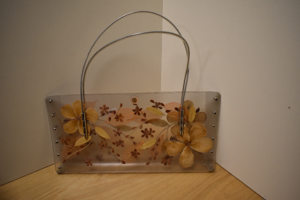 Two decorative laminated clear plastic hand bags, autumn foliage encapsulated within the laminate, - Image 2 of 3