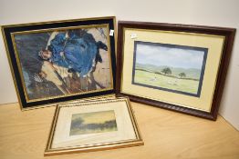 M. S Wakefield, watercolour, pastoral scene with sheep, signed lower right within a stepped card