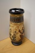 An early 20th Century studio pottery vase, by Roger Guerin (1896-1954, Belgian), glazed in brown and