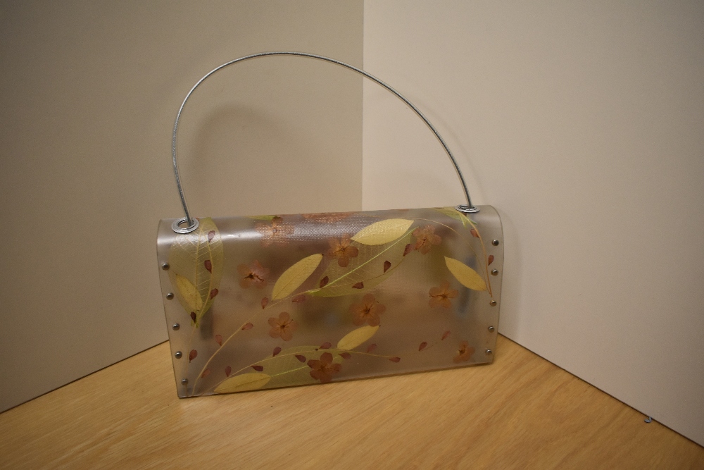 Two decorative laminated clear plastic hand bags, autumn foliage encapsulated within the laminate, - Image 3 of 3