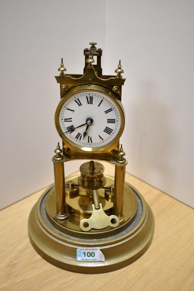 A late 19th/early 20th Century brass anniversary clock, by Gustav Becker, having an enamelled - Image 2 of 3