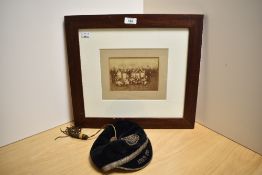 Local Interest* A George V Kendal Rugby Football Club sporting cap for the 1919-20 season and framed