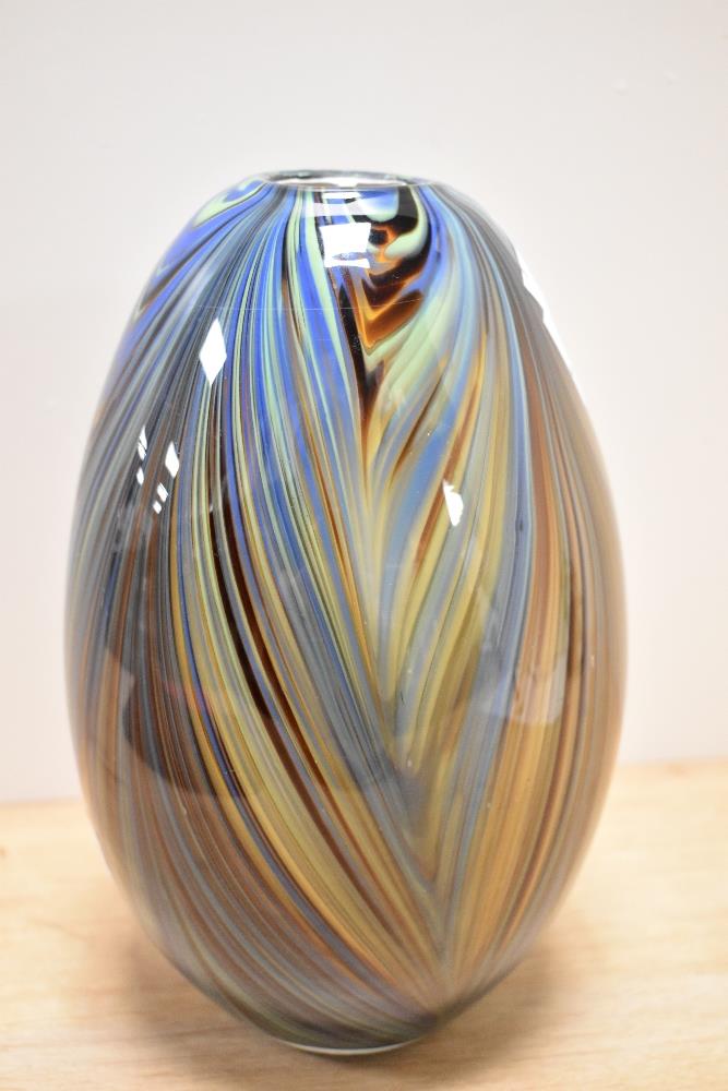 A 20th Century art glass vase, of ovoid form, with multi-coloured swirl design, unmarked to the - Image 2 of 5