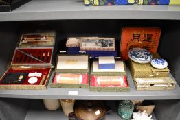 A selection of mixed 20th century Chinese items, to include brush and writing sets, cased decorative