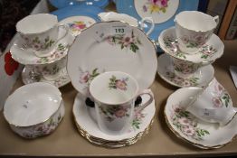 A Royal Albert bone china 'Friendship' 'Wild Roses' part teaset, together with an associated