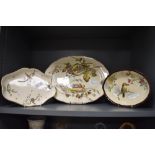 A Victorian Powell, Bishop, & Stonier hand painted ashette, decorated with birds and butterflies