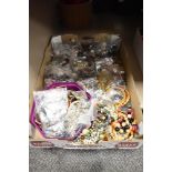 A quantity of various costume jewellery, bead necklaces etc