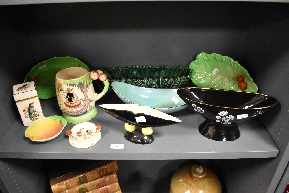 A group of mixed decorative British ceramic vases, bowls, dishes and mug, Carlton Ware, Wade,