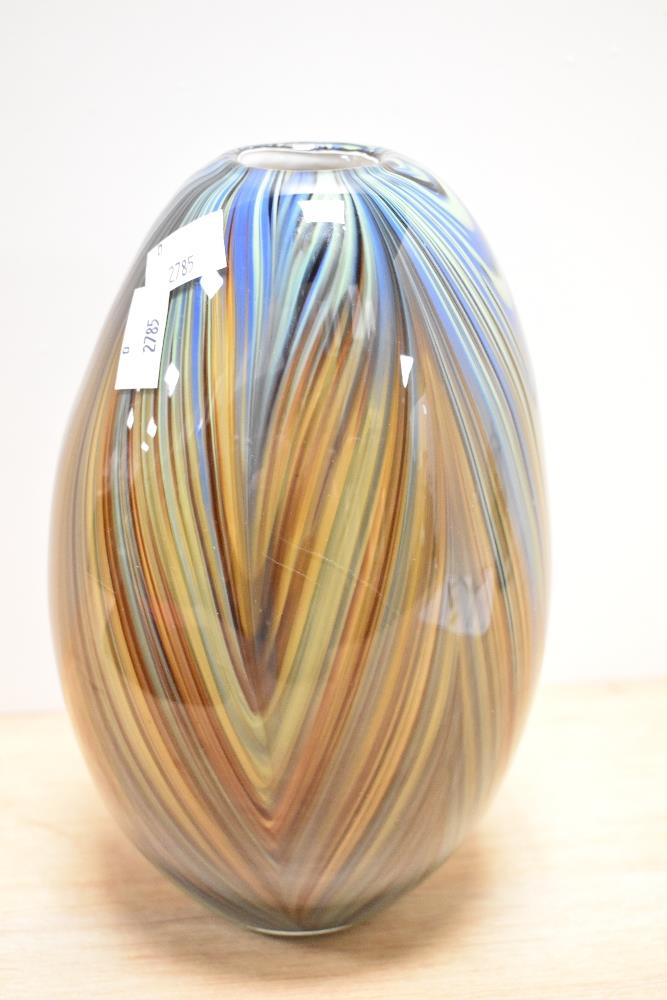 A 20th Century art glass vase, of ovoid form, with multi-coloured swirl design, unmarked to the - Image 3 of 5
