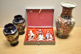 A group of three 20th century Chinese porcelain figures, depicting immortals dressed in