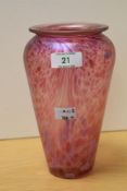 A 20th Century English art glass and iridescent vase, of tapering form, measuring 20cm tall