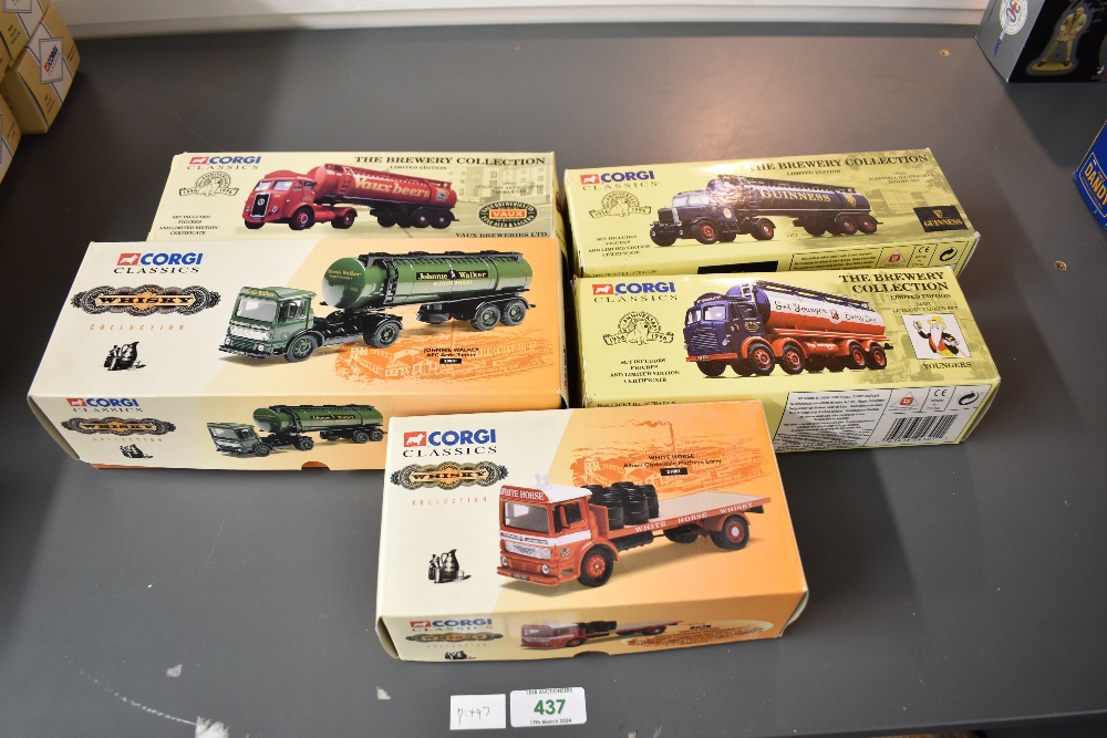 Five Corgi Classics diecasts, Whisky and Brewery Collections, all boxed