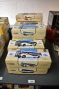 Fourteen Corgi Classics die-casts, all buses including Vintage Buses of USA series, all boxed