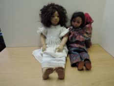 Two German rubber Dolls, Gotz 93, dressed, length 60cm & Annette Himsteadt, named Minio, dressed,