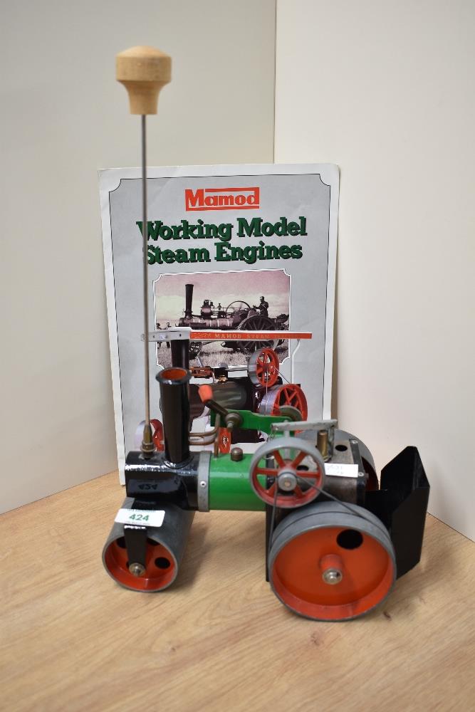 A Mamod Live Steam Roller, missing burner, leaflet present