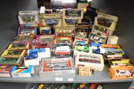 A shelf of 1970's and later die-casts including Dinky Silver Jubilee Bus, 1981 Matchbox, Solido,