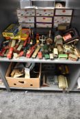 Two shelves of 00 gauge including Hornby Dublo, Tri-ang, Hornby etc, Rolling Stock, Accessories