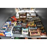 A shelf of mixed vintage die-casts including 1973 Matchbox Models of Yesteryea0, 1980's Matchbox,