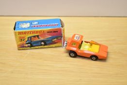 A Matchbox 1970-73 Superfast die-cast, No 37 Soopa Coopa, orange with Jaffa Mobile label, box used