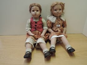 Two German Gotz rubber Dolls, Gotz 94 249/20 dressed, length 55cm and Gotz 93 277 SE, dressed,