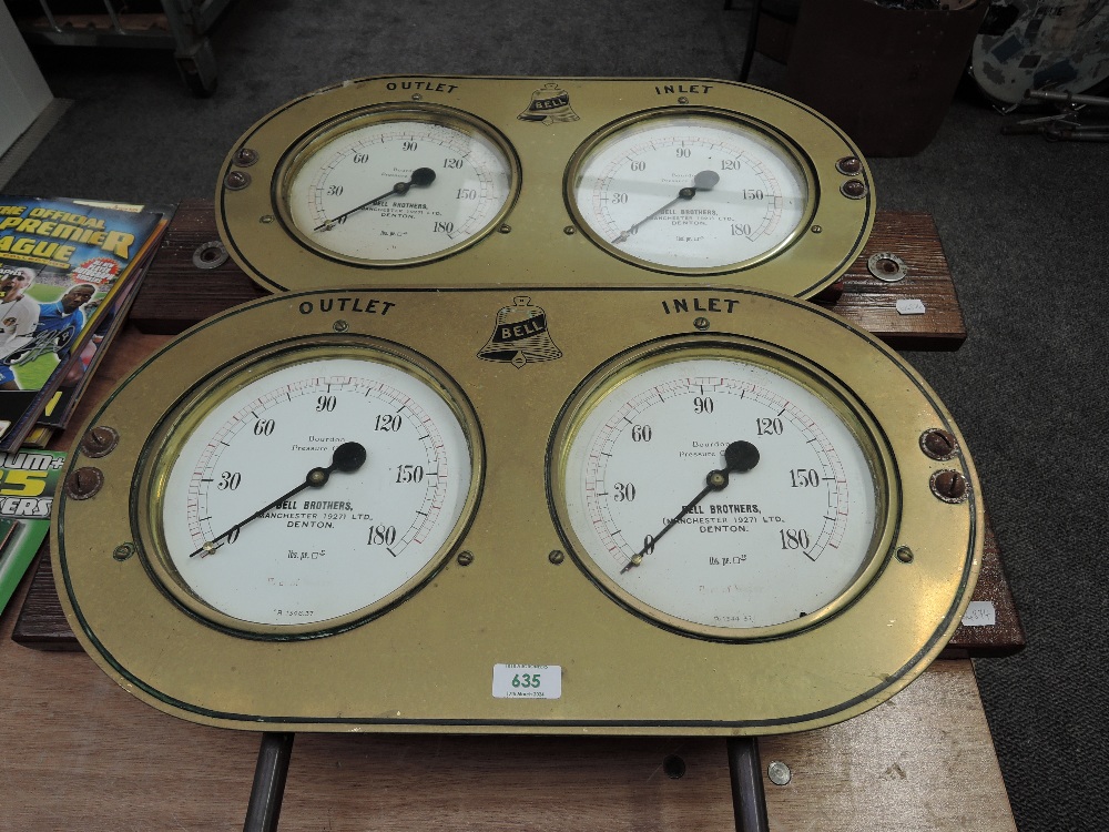 Two Bell Brothers Manchester 1927 Ltd Denton sets of Bourdon Pressure Gauges, R1347.37 and R1345.37,