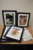 Five framed and glazed Sportsman Prints, Tiger Woods, Seve Ballesteros, Jose Maria Olazabal, Jimmy