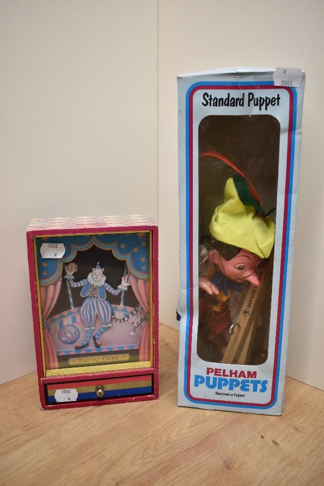 A Pelham Standard Puppet, SL7 Pinocchio in original blue window display box along with a CI