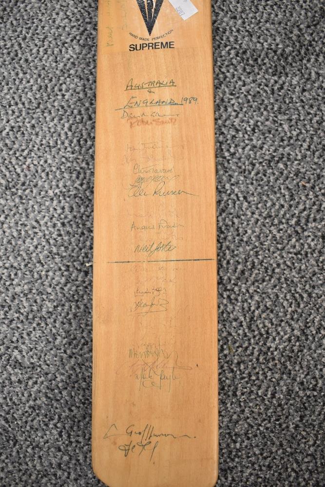 A Duncan Fearnley Supreme Cricket Bat bearing signatures from Australia vs England 1989, Mark - Image 2 of 3