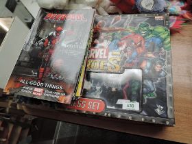 A Marvel Heroes Chess Set in original box along with Marvel Comics including X-Men Gold, Deadpool,
