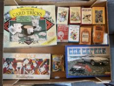 A box of vintage Card Games including Wimbledon, Travel Agent, Rhymo Dominoes etc
