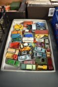 A collectiuon of Matchbox Lesney playworn die-casts including Rolls Royce Silver Cloud, Volkswagen