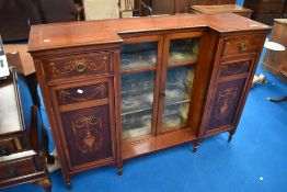 An Edwardian mahogany display cabinet/chiffonier base , having recessed central display section