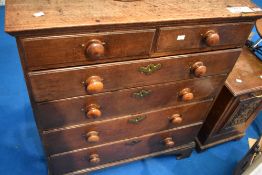 A 19th Century oak chest of two over four drawers , of nice proportions , approx H102cm, W88cm,