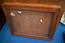 A vintage oak cased notice board, approx. 66 x 53cm