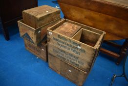 A selection of vintage food/advertising crates