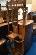 A Victorian oak hall stand, approx height 198cm, width 77cm