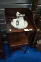 A 19th Century mahogany night stand with jug and bowl set
