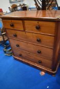 A Victorian mahogany chest of two over three drawers, dimensions approx. H119 W118 D54cm
