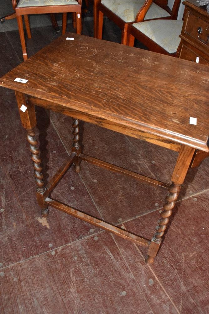 An early 20th Century oak twist leg occasional table and a similar period dining chair - Image 3 of 3