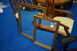 Two gilt frame wall mirrors, approx 49 x 70cm