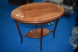 An Edwardian mahogany oval occasional table with undertier, width approx 73cm
