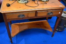 A modern red pine side or dressing table, width approx. 100cm