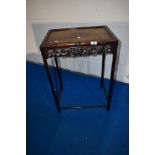 An oriental hardwood occasional table, bamboo effect design, approx 50 x 36cm, height 71cm
