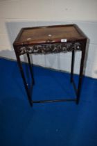 An oriental hardwood occasional table, bamboo effect design, approx 50 x 36cm, height 71cm