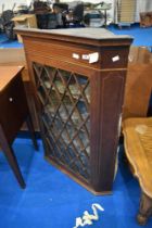 An Edwardian mahogany corner wall display cabinet , height approx 107cm