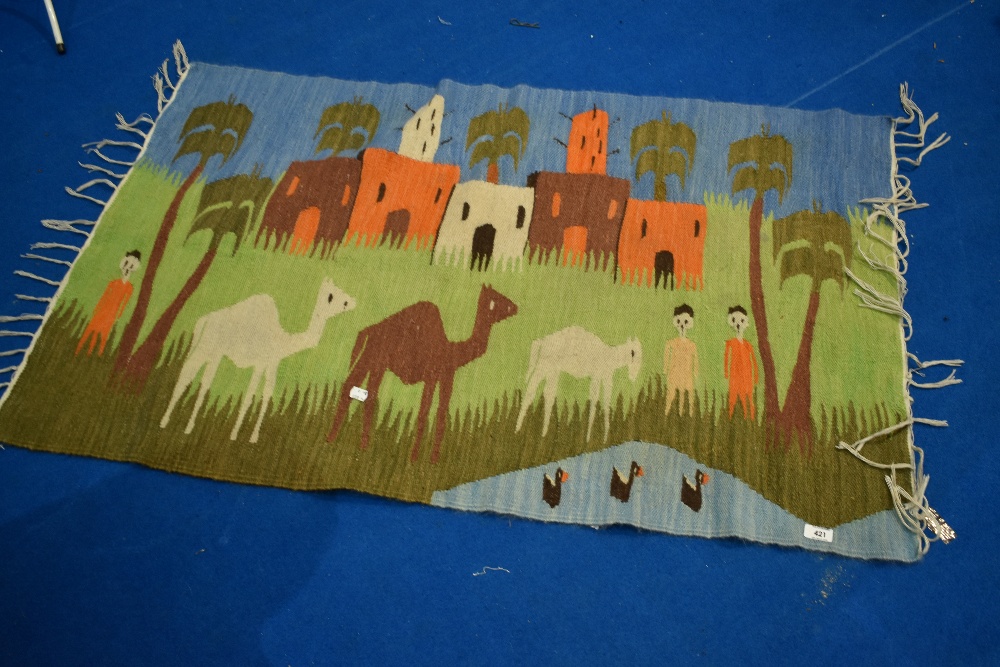 A Naive style decorative wall rug, approx 130 x 75cm