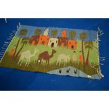 A Naive style decorative wall rug, approx 130 x 75cm