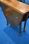 A late 19th or early 20th Century mahogany occasional table having oval top and cabriole gate leg,