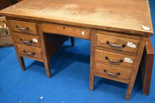 A vintage oak office desk, approx. 139 x 84cm